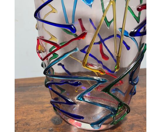 Vintage Murano XX glass vase by Enrico Camozzo. Height 38 cm