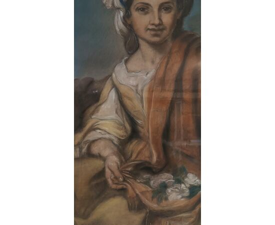 DIPINTO PASTELLO CON ALLEGORIA DELLA PRIMAVERA META’ XIX SECOLO