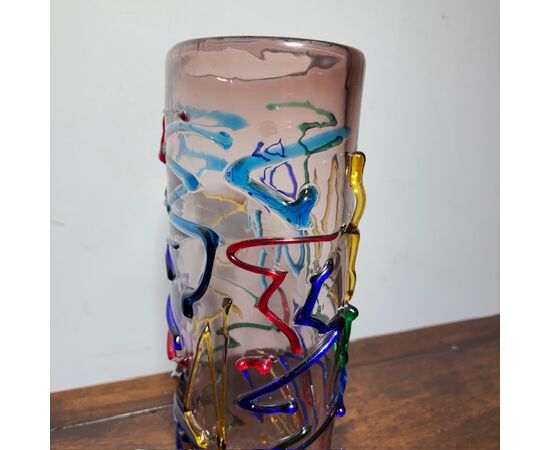 Vintage Murano XX glass vase by Enrico Camozzo. Height 38 cm