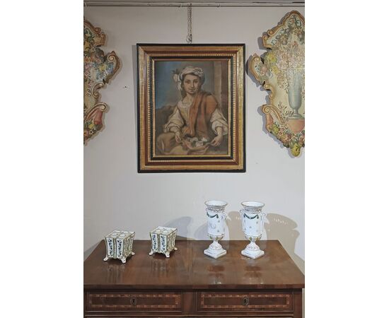 DIPINTO PASTELLO CON ALLEGORIA DELLA PRIMAVERA META’ XIX SECOLO