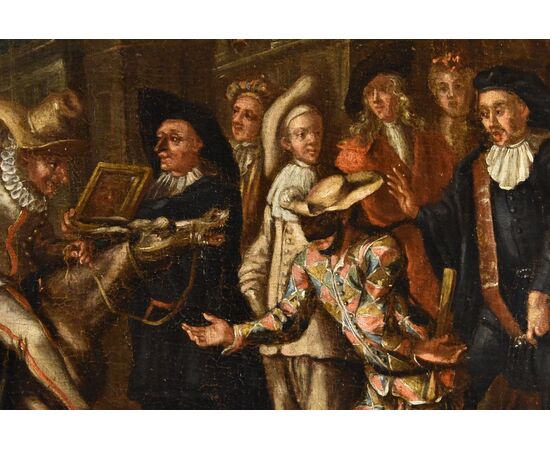 Carnival in Venice with Harlequin, by Marco Marcola (Verona, 1711 - 1780)