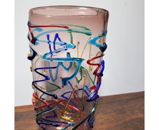 Vintage Murano XX glass vase by Enrico Camozzo. Height 38 cm