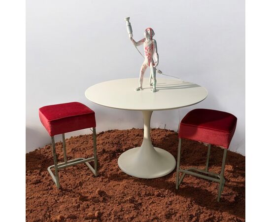 Steel and velvet stools