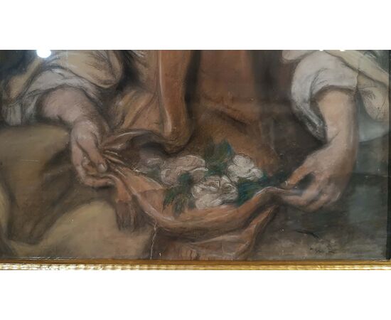 DIPINTO PASTELLO CON ALLEGORIA DELLA PRIMAVERA META’ XIX SECOLO