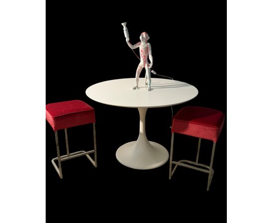 Steel and velvet stools