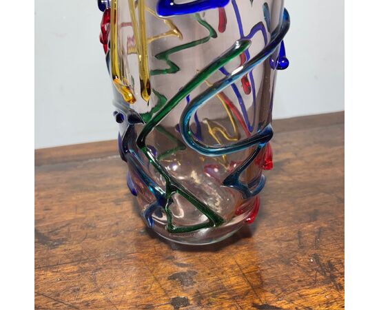 Vintage Murano XX glass vase by Enrico Camozzo. Height 38 cm