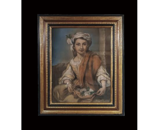 DIPINTO PASTELLO CON ALLEGORIA DELLA PRIMAVERA META’ XIX SECOLO