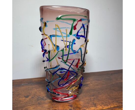 Vintage Murano XX glass vase by Enrico Camozzo. Height 38 cm