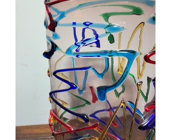 Vintage Murano XX glass vase by Enrico Camozzo. Height 38 cm