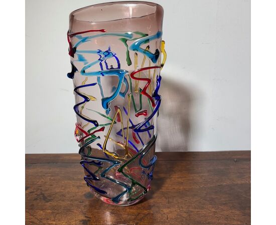 Vintage Murano XX glass vase by Enrico Camozzo. Height 38 cm