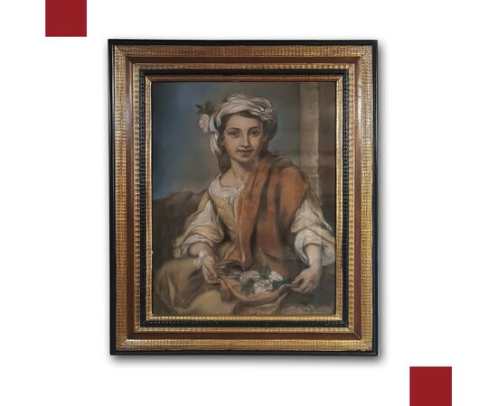 DIPINTO PASTELLO CON ALLEGORIA DELLA PRIMAVERA META’ XIX SECOLO