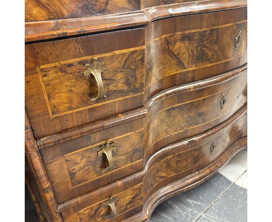 Antica ribalta mossa  Venezia epoca 700 lastronata . intarsiata . Mis 117 x 52