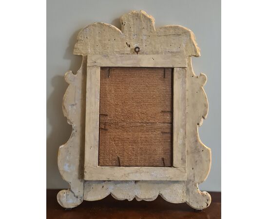 19th-century triptych in gilded and green lacquered wood