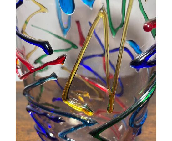 Vintage Murano XX glass vase by Enrico Camozzo. Height 38 cm