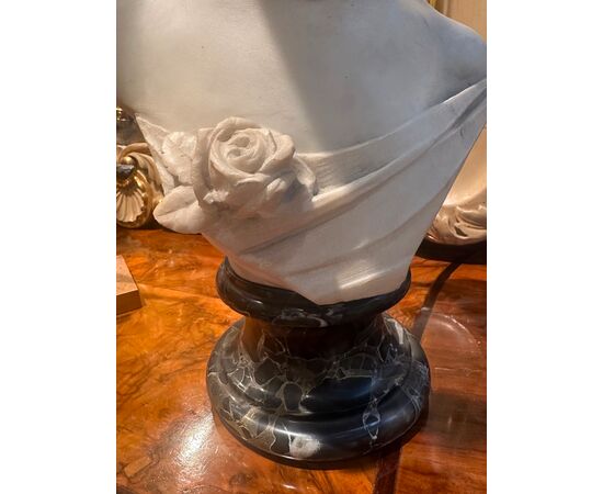 Carrara marble bust. La Bella Fiorentina, Emilio Fiaschi 1858-1941.