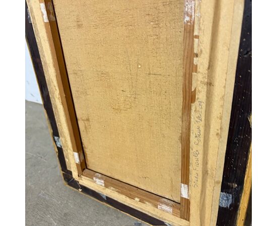 Antico dipinto olio su tela epoca XIX raffigurante prelato / personaggio un cornice dorata laccata dorata. Mis 60 x 45