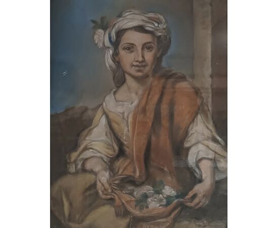 DIPINTO PASTELLO CON ALLEGORIA DELLA PRIMAVERA META’ XIX SECOLO