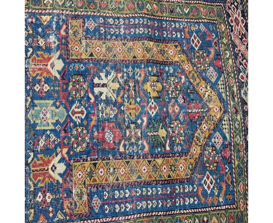 Antico tappeto da preghiera Caucaso - Shirvan epoca XIX sec con data . Mis 144 x 106