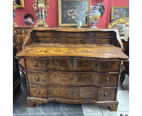 Antica ribalta mossa  Venezia epoca 700 lastronata . intarsiata . Mis 117 x 52