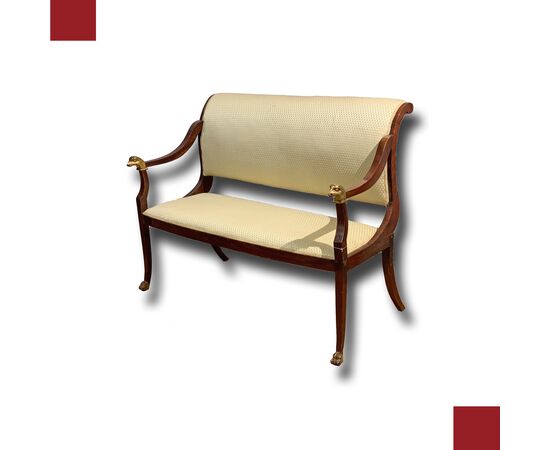 DIVANETTO IN MOGANO LUCCA INIZI DEL XIX SECOLO