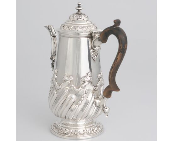 Queen Victoria sterling silver coffee pot, John Aldwinckle & Thomas Slater, London, 1891