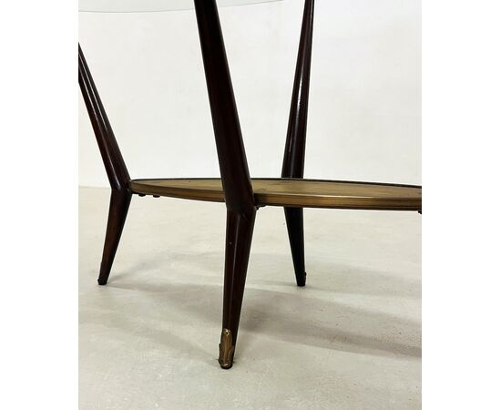 Coffee table 1950 - vetro, ottone e legno laccato