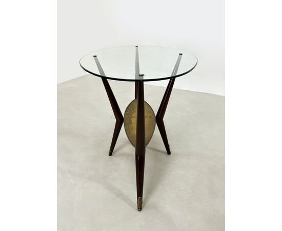 Coffee table 1950 - vetro, ottone e legno laccato