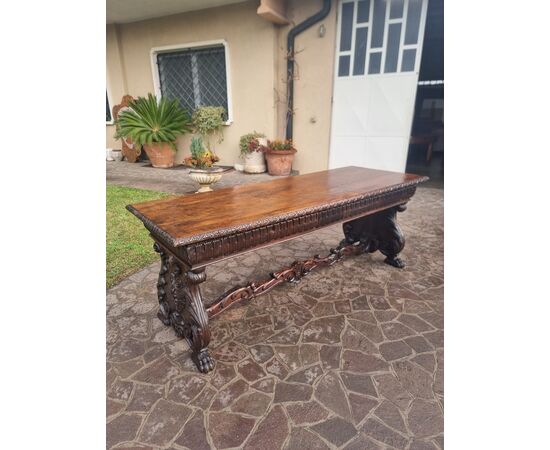 Tavolo 800 in noce da refettorio eclettico