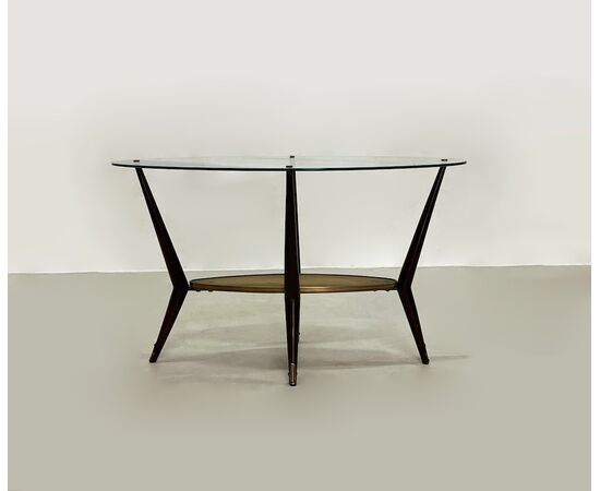 Coffee table 1950 - vetro, ottone e legno laccato