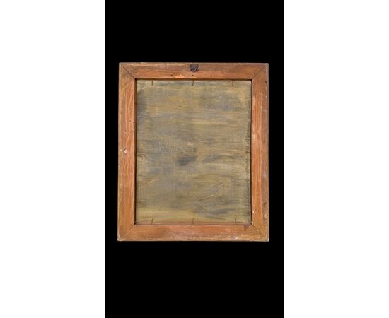 Dipinto olio su cartoncino raffigurante figura femminile nuda.