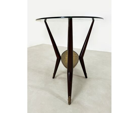 Coffee table 1950 - vetro, ottone e legno laccato