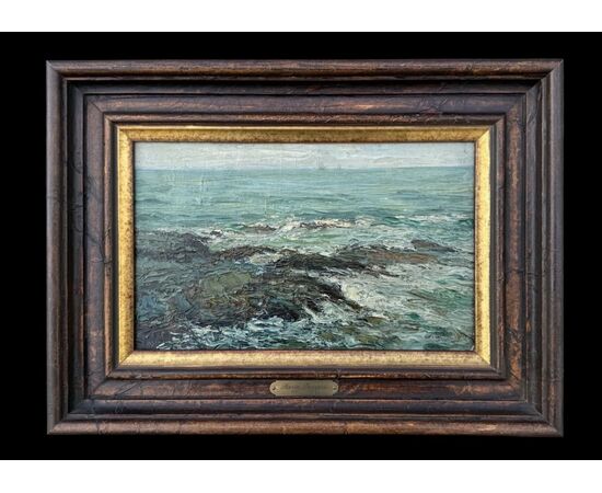 Oil painting on panel depicting a seascape. Berto Ferrari (Bogliasco 1887 - Genoa 1965)