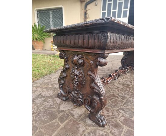 Tavolo 800 in noce da refettorio eclettico