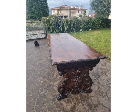 Tavolo 800 in noce da refettorio eclettico