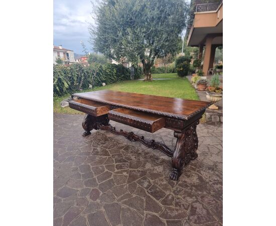 Tavolo 800 in noce da refettorio eclettico