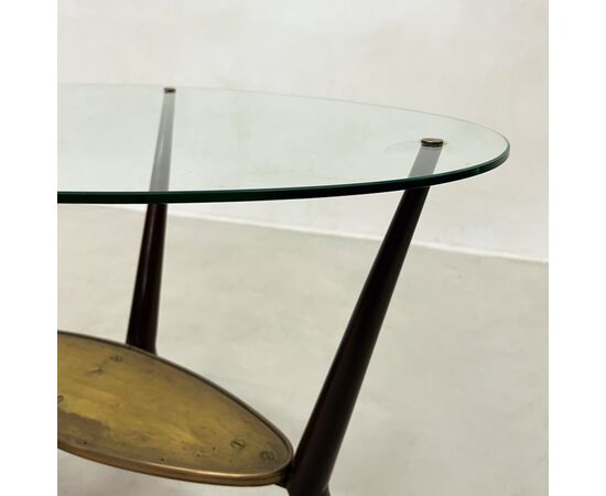 Coffee table 1950 - vetro, ottone e legno laccato