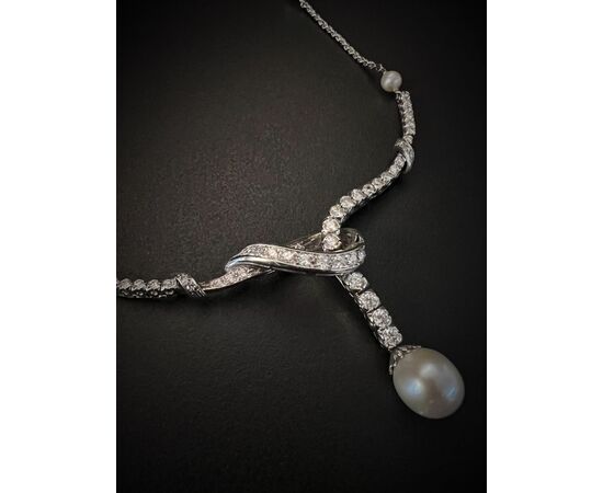 Collana  con  Diamanti  e  Perla
