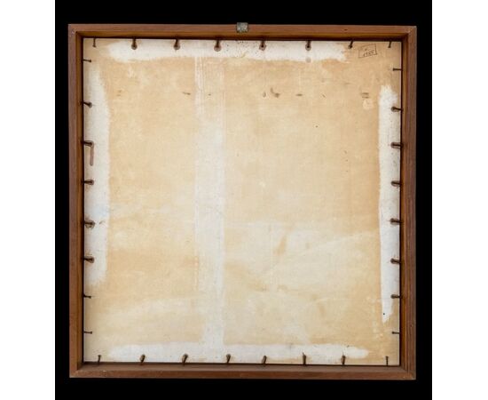 Watercolor-charcoal on paper depicting a rural landscape with a house. Signed.