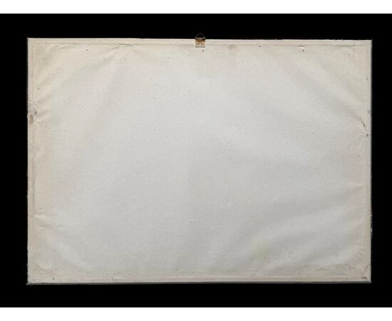 Oil painting on board depicting a landscape with river.