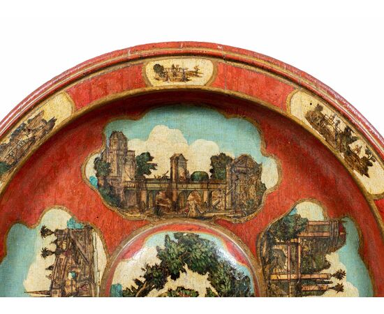 "Arte Povera" lacquered wooden tray. Turin, 18th century.