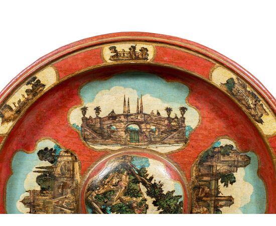 "Arte Povera" lacquered wooden tray. Turin, 18th century.