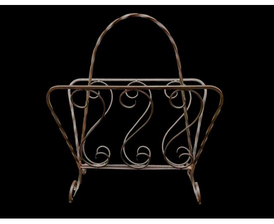 Wrought iron magazine rack.