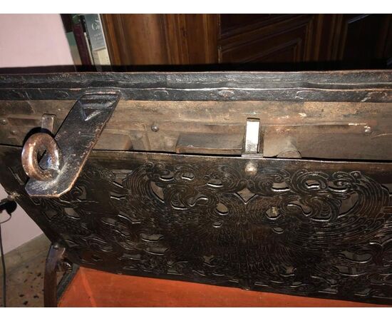 17th-century wrought iron chest