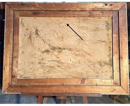 Dipinto Pastorale “Paesaggio con figure” del XIX Secolo – Olio su Tela con Cornice Dorata