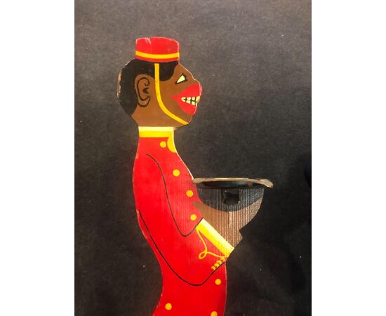 &#39;Mute servant&#39;, advertising (Fonte Bracca), in painted wood with ashtray.     