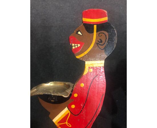 &#39;Mute servant&#39;, advertising (Fonte Bracca), in painted wood with ashtray.     