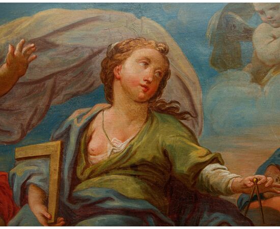 Scuola emiliana, XVIII secolo, Allegorie della Geometria e della Poesia