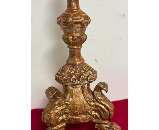Louis XV carved and gilded mecca candlestick