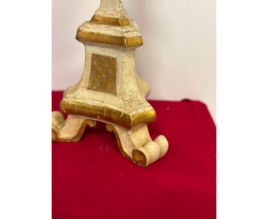 Louis XV lacquered and gilded candlestick