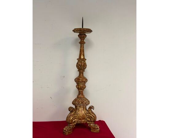 Louis XV carved and gilded mecca candlestick